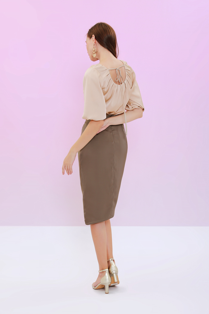 Váy midi wrap satin