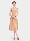  Đầm midi linen 2 dây thắt nơ vai 