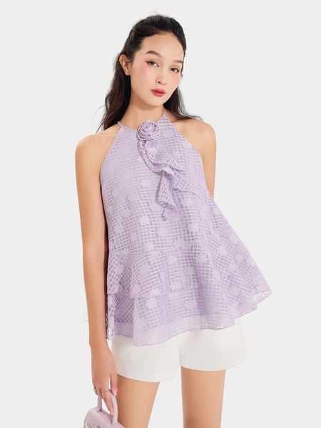  Áo ren form rộng cổ yếm 2 tầng 