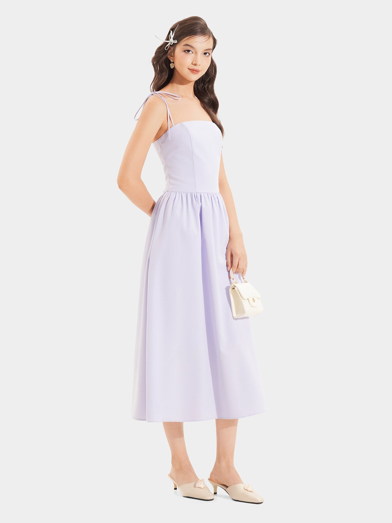 Đầm midi 2 dây smocking lưng
