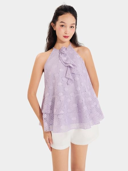  Áo ren form rộng cổ yếm 2 tầng 