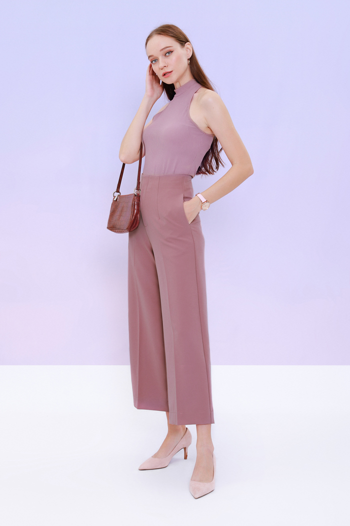 Áo thun gân tank top cổ cao
