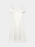  Đầm midi linen cổ vuông tay phồng smocking lưng 