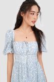  Đầm tay phồng smocking lưng hoa nhí 