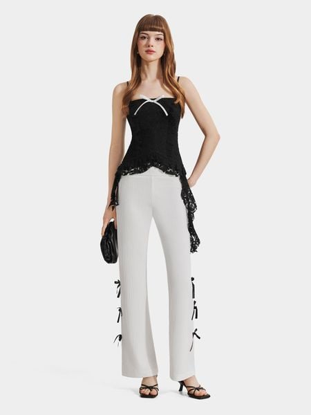  Quần thun ống suông đính hàng nơ 