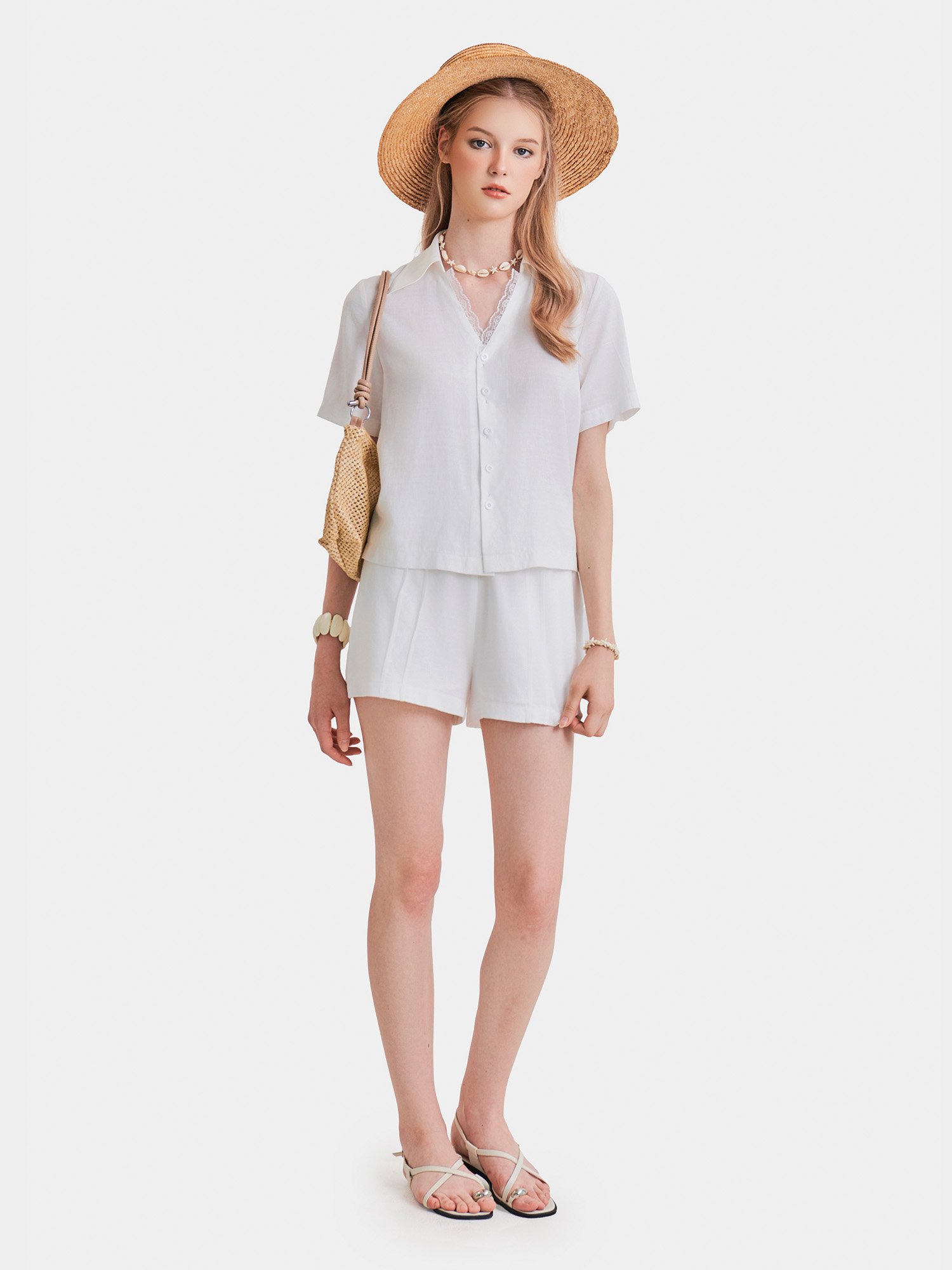 Quần short lưng thun 2 túi dằn li trước