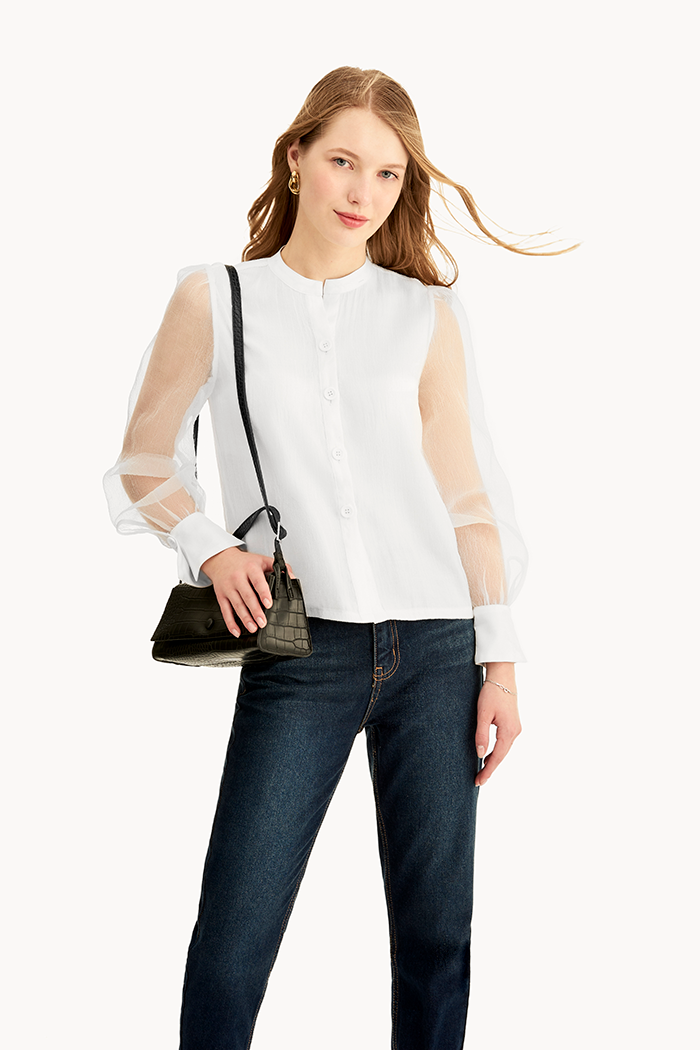 Áo sheer 2 lớp nẹp tay