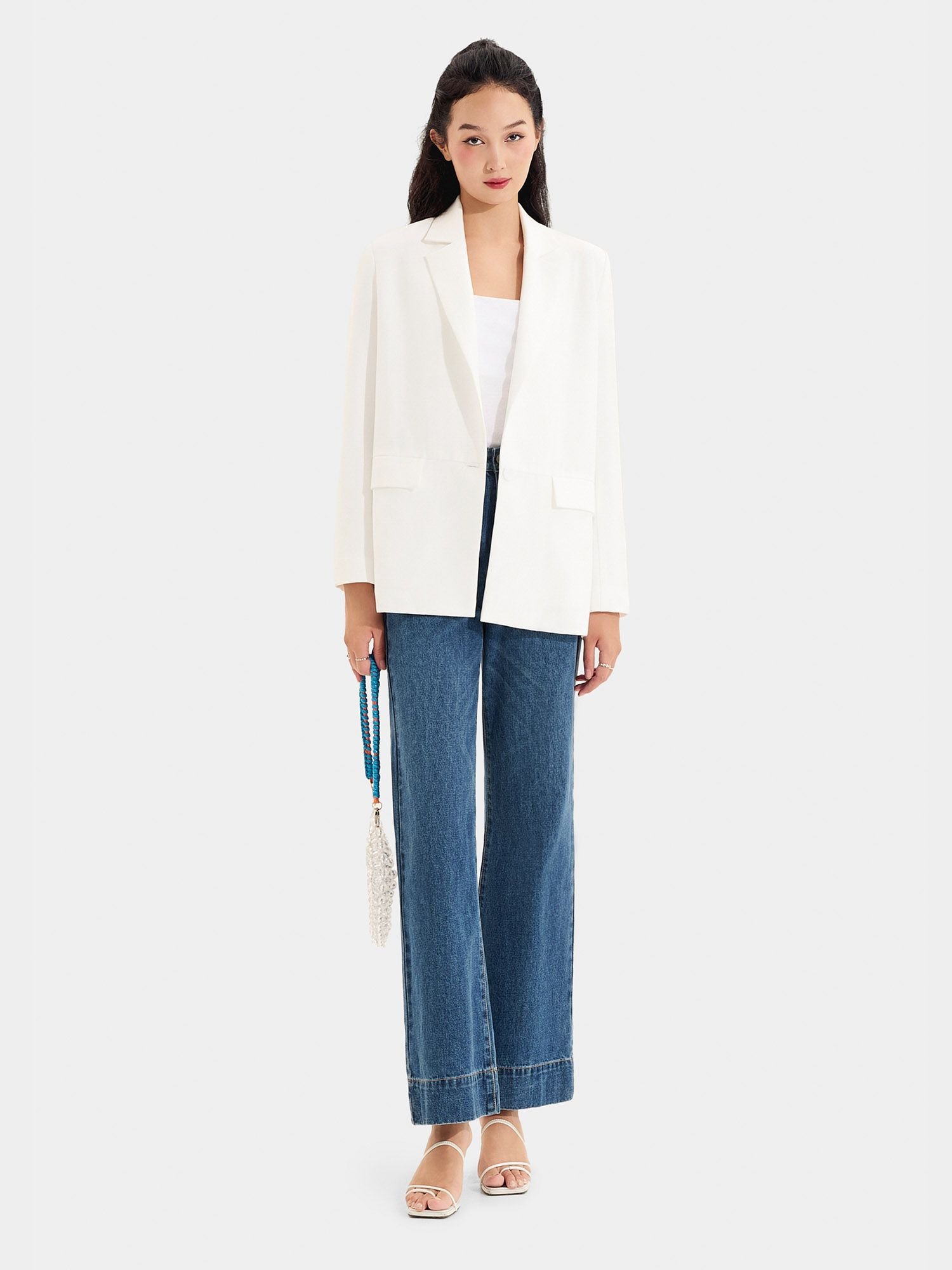  Áo blazer form cơ bản tay dài 2 túi 