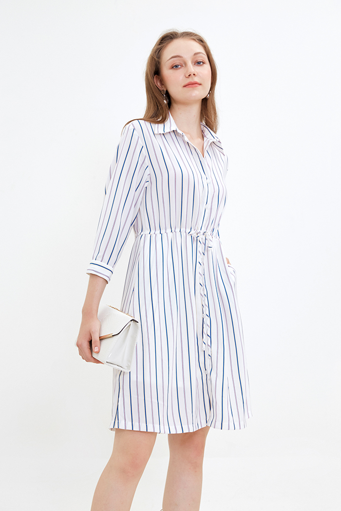 Đầm midi sọc tay lở