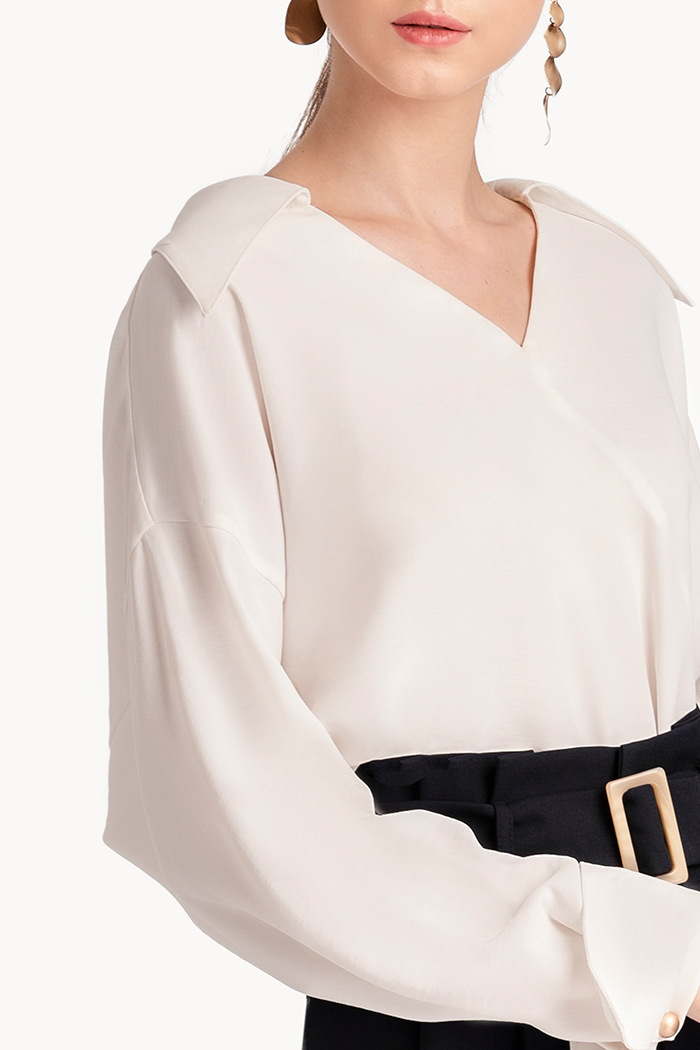 Áo kiểu oversize cổ sơ mi không chân