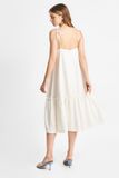  Đầm linen midi 2 dây xẻ V 