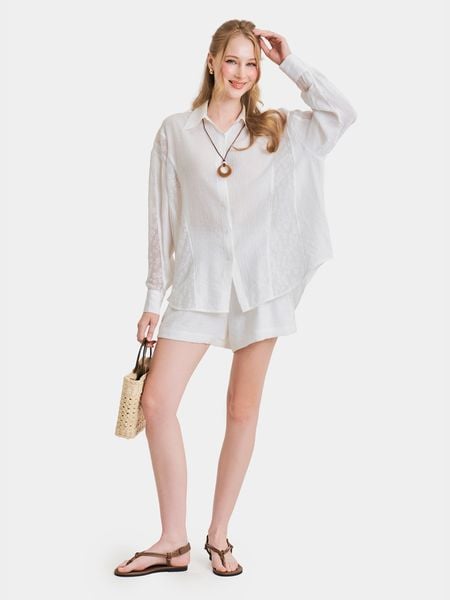  Quần short vải xô lưng thun phối ren 