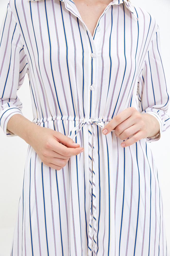 Đầm midi sọc tay lở
