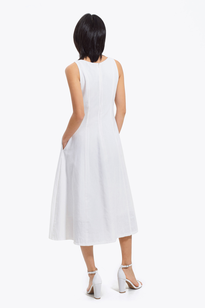 Đầm midi sát nách linen