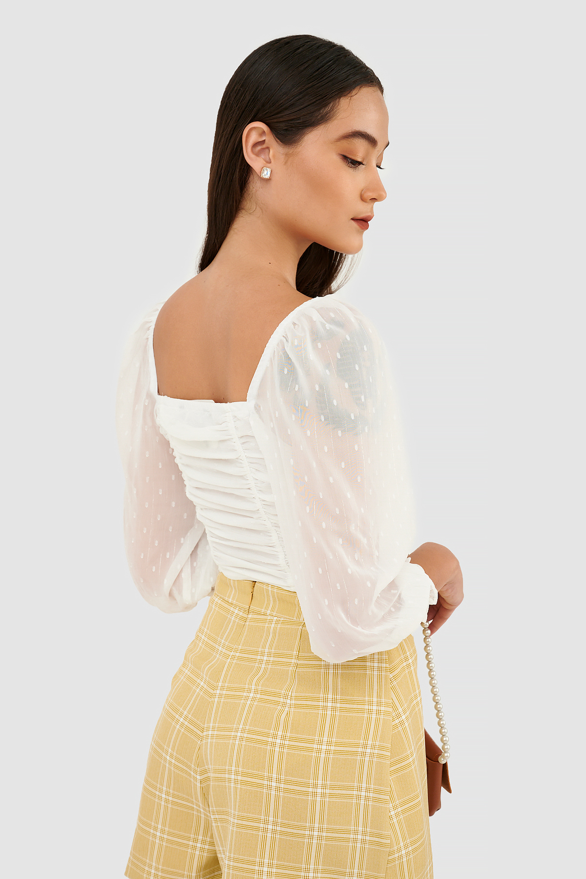 Áo kiểu nhún ngực tay dài smocking