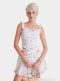  Áo croptop kaki hoa 2 dây phối ren ngực smocking lưng 