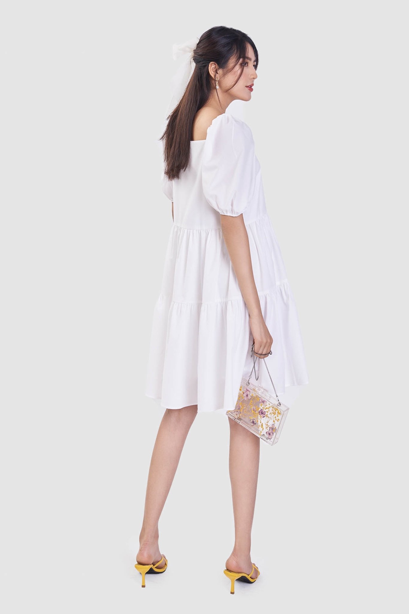 Đầm babydoll cotton cổ vuông 3 tầng