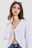  Áo cardigan cột nơ viền bèo 