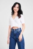  Áo thun crop wrap cột dây nơ 