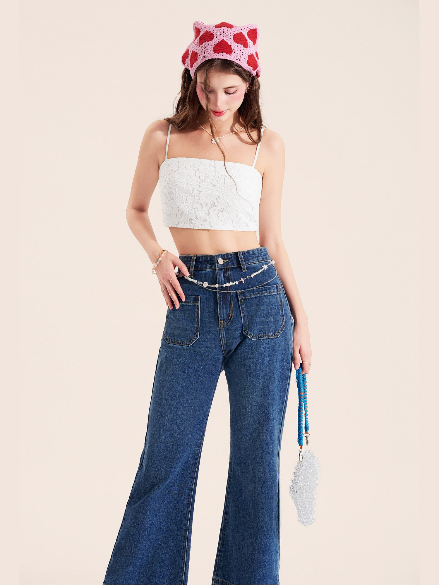  Áo ren 2 dây croptop dây kéo sau 