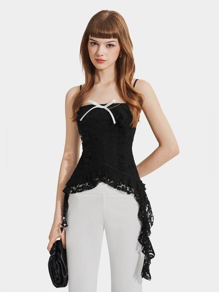  Quần thun ống suông đính hàng nơ 