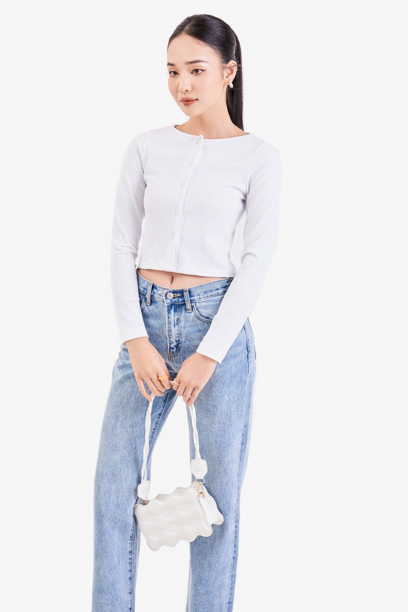 Áo cardigan tay dài cài nút