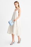  Đầm linen midi 2 dây xẻ V 