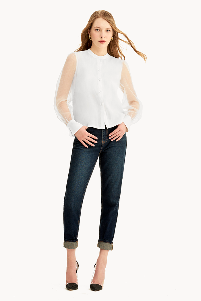 Áo sheer 2 lớp nẹp tay