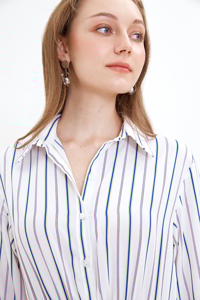 Đầm midi sọc tay lở