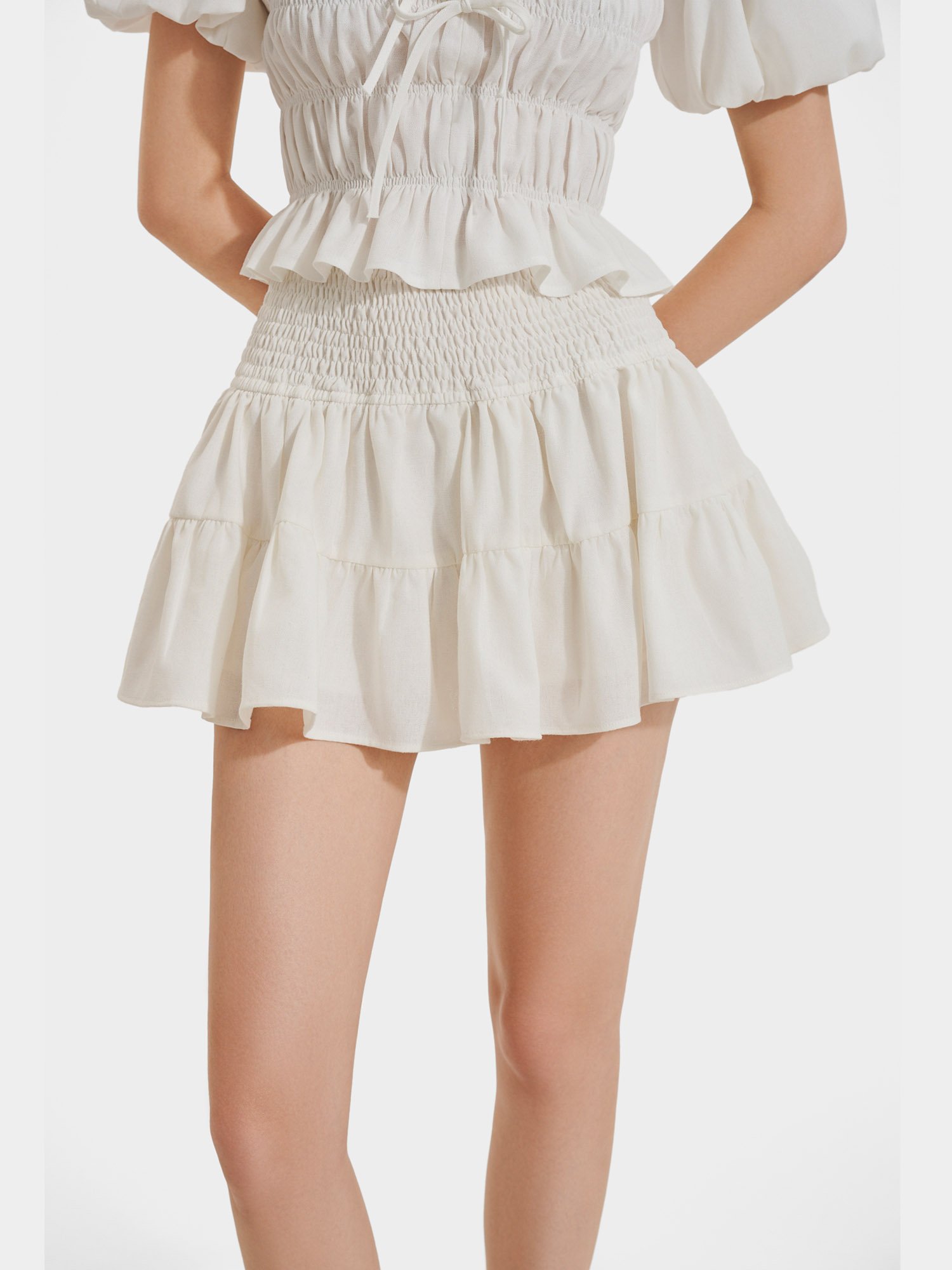 Váy mini linen smocking lưng