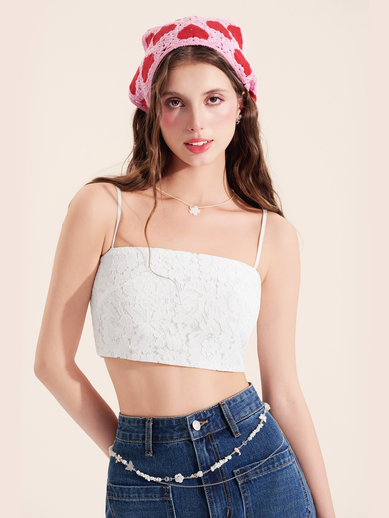 Áo ren 2 dây croptop dây kéo sau