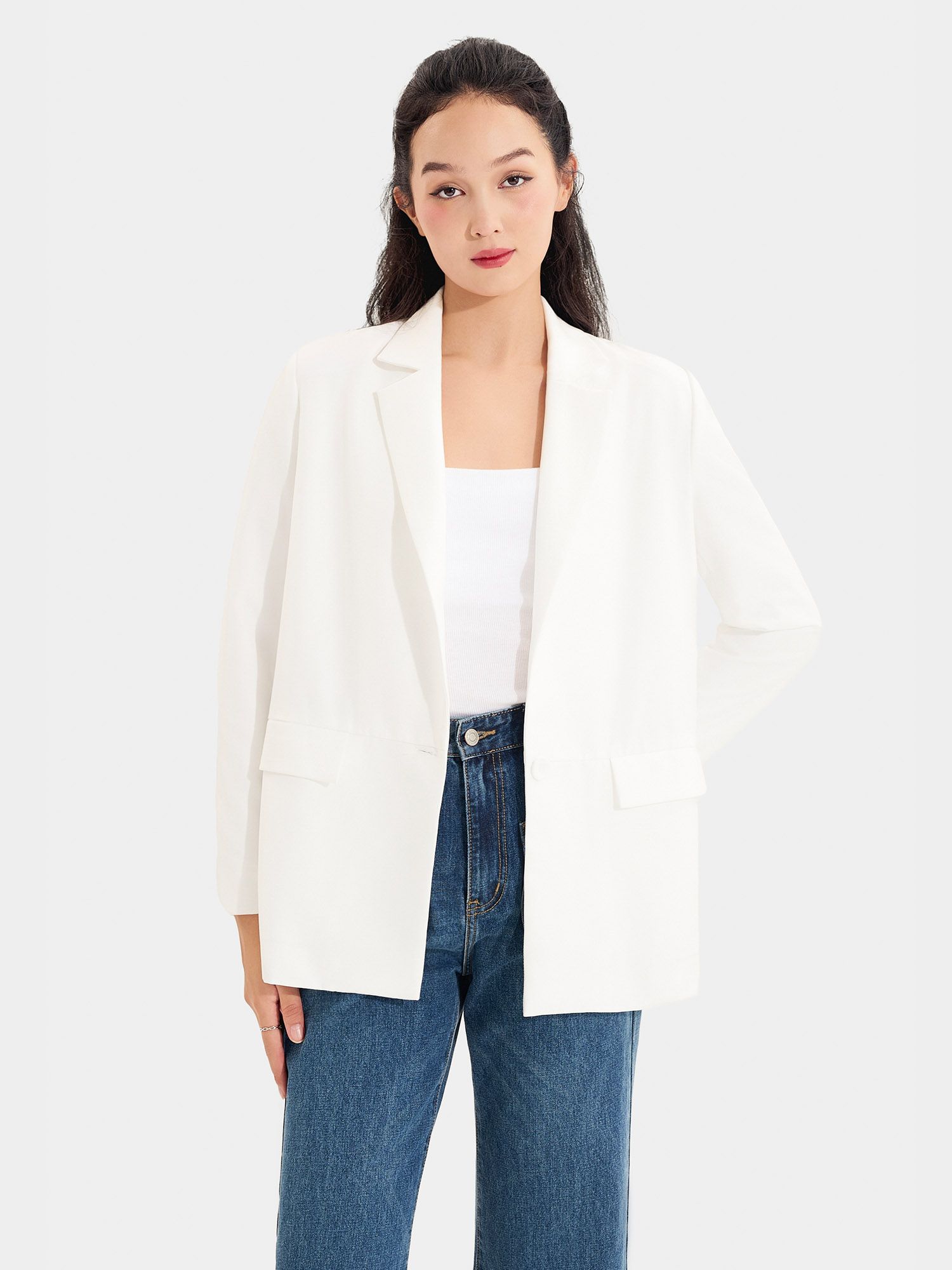  Áo blazer form cơ bản tay dài 2 túi 