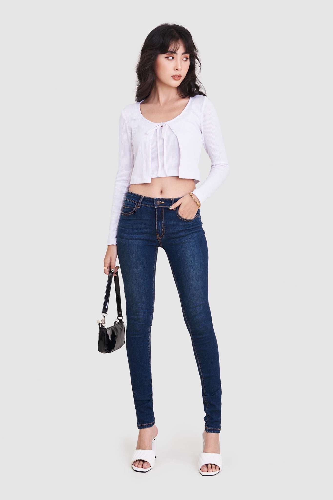 Áo cardigan thun thắt nơ