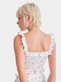  Áo croptop kaki hoa 2 dây phối ren ngực smocking lưng 