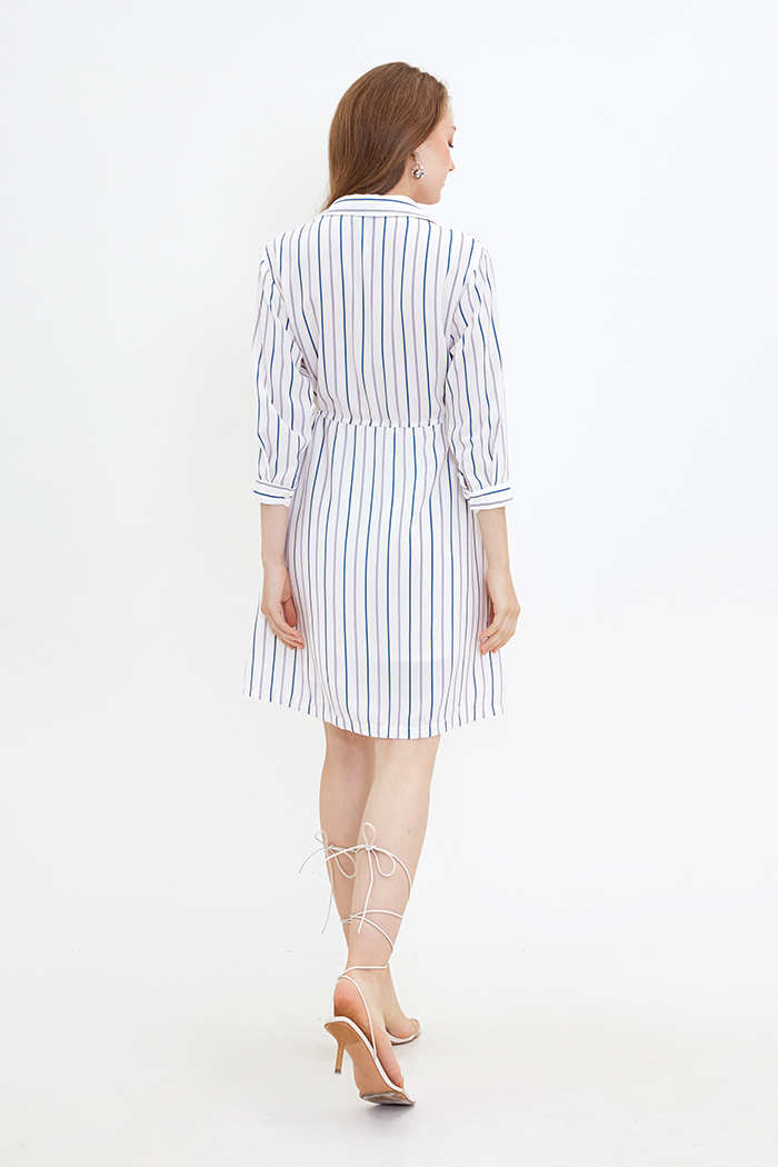 Đầm midi sọc tay lở