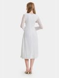 Đầm ren midi tay dài cổ tim đính nơ cổ 
