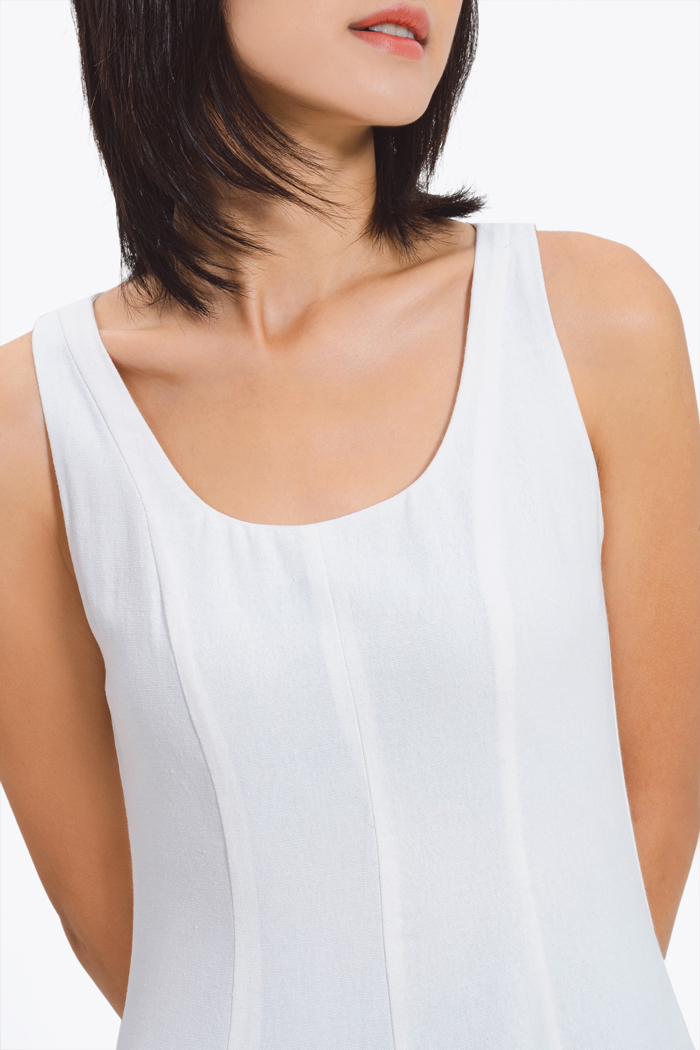 Đầm midi sát nách linen
