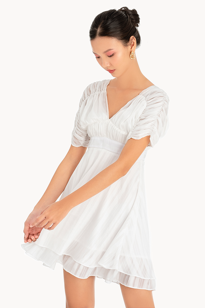 Đầm chỉ kim tuyến rút nhún