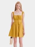  Đầm mini linen 2 dây nhún thun smocking lưng phối ren 