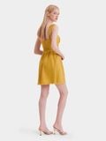  Đầm mini linen 2 dây nhún thun smocking lưng phối ren 