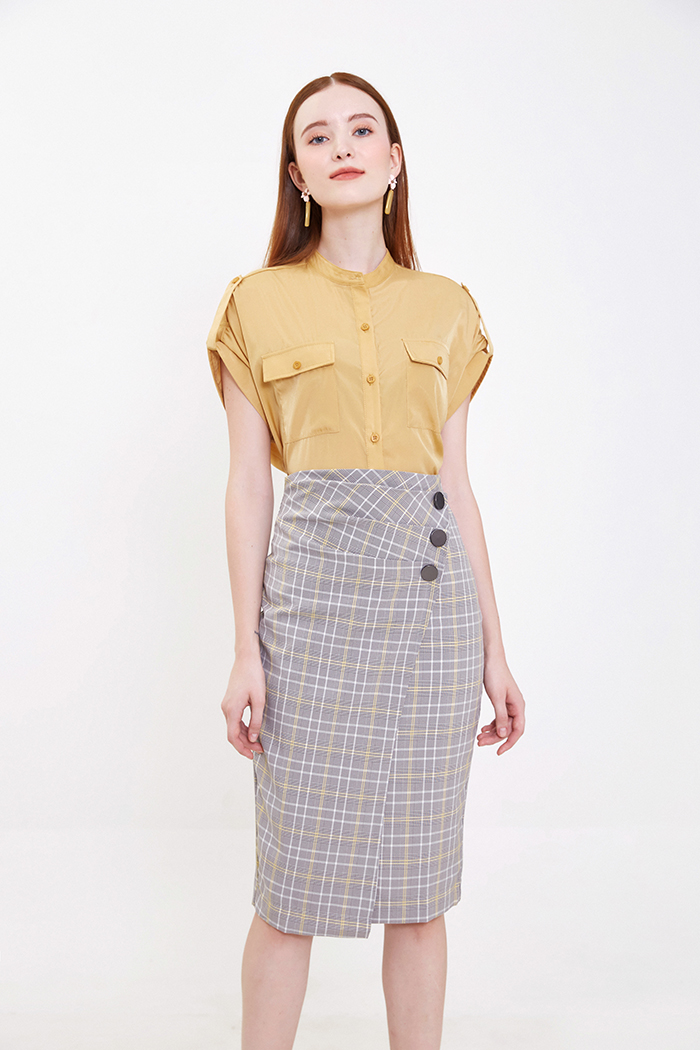 Áo cotton nhẹ cổ trụ 2 túi