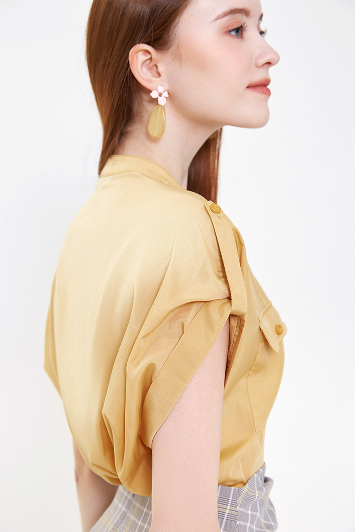 Áo cotton nhẹ cổ trụ 2 túi