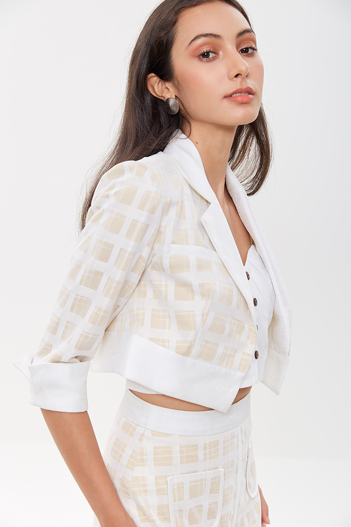 Áo vest croptop caro 2 lớp