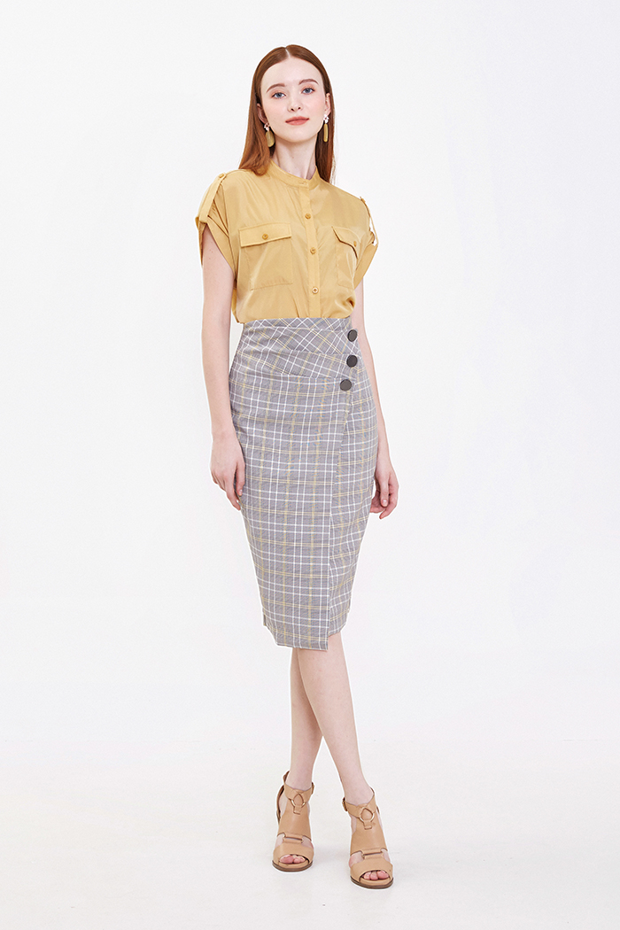 Áo cotton nhẹ cổ trụ 2 túi