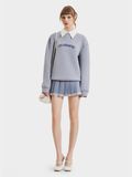  Áo sweater phối cổ sơ mi in chữ 