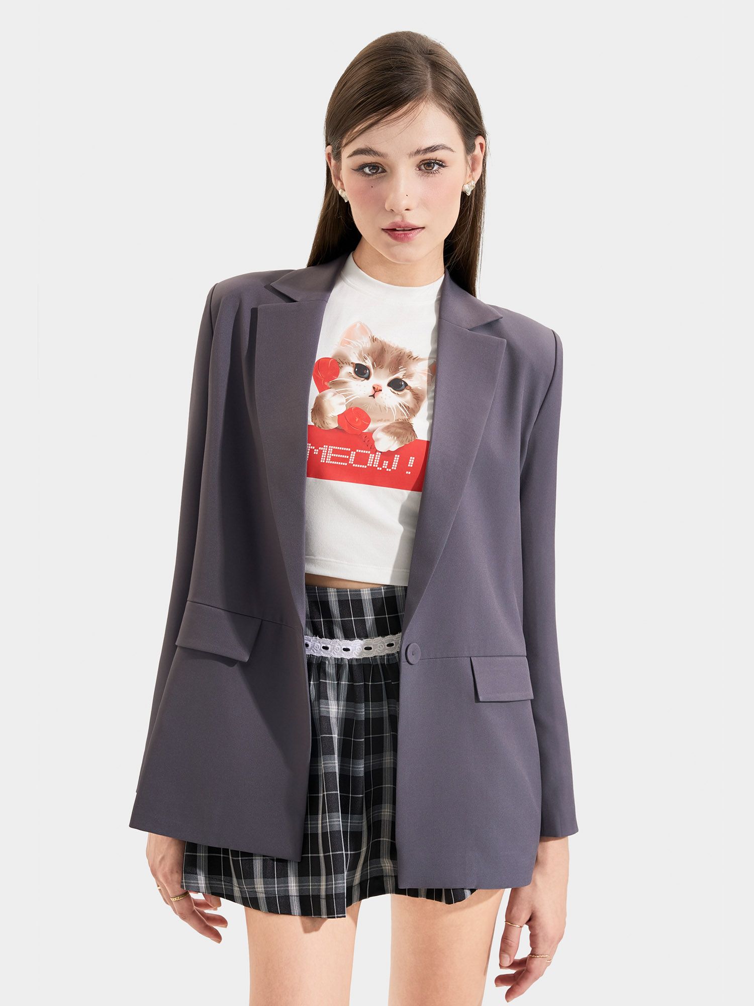  Áo blazer form cơ bản tay dài 2 túi 