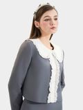  Áo khoác cổ tròn tay dài phối ren 