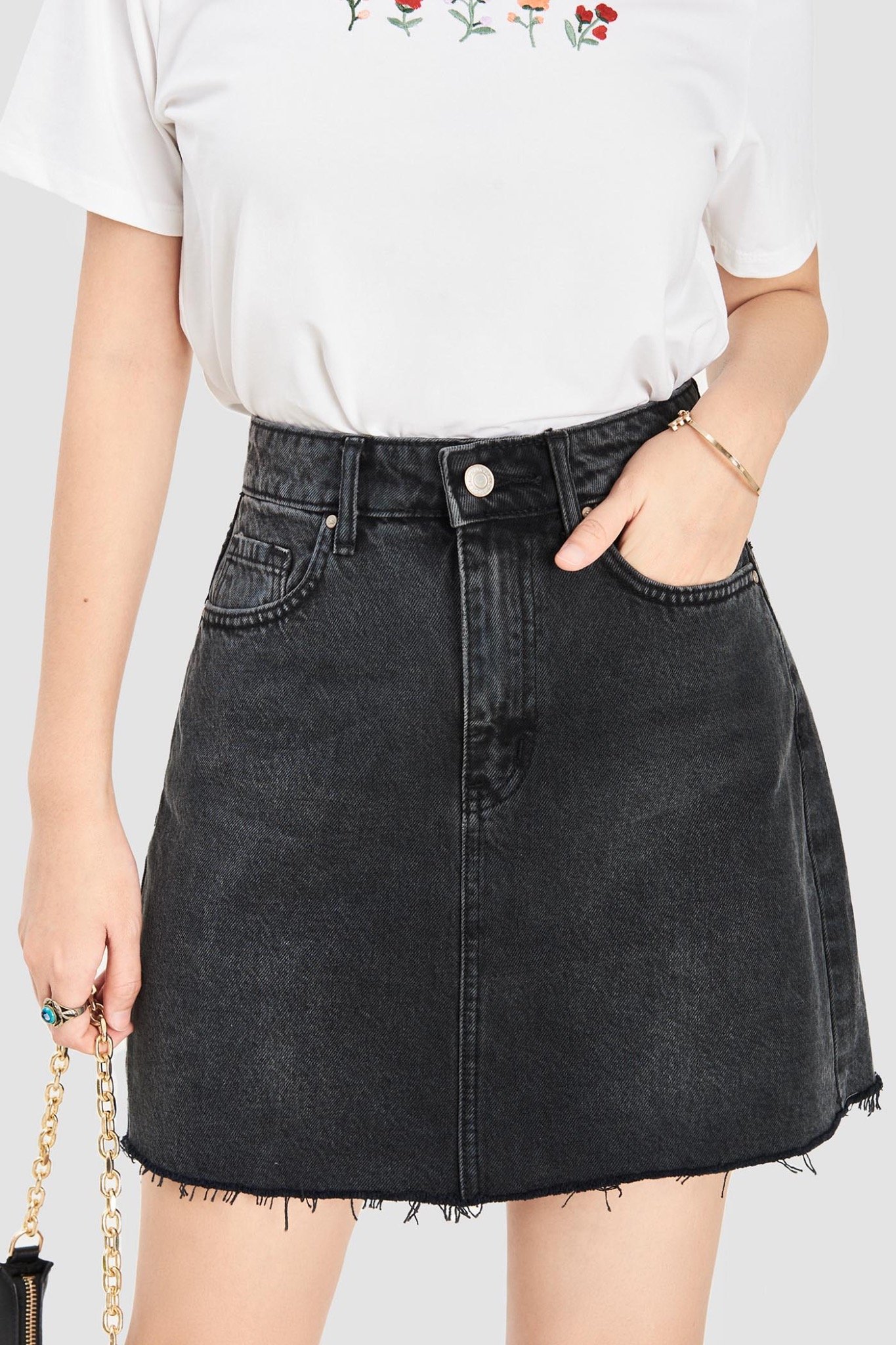 Váy jeans mini basic