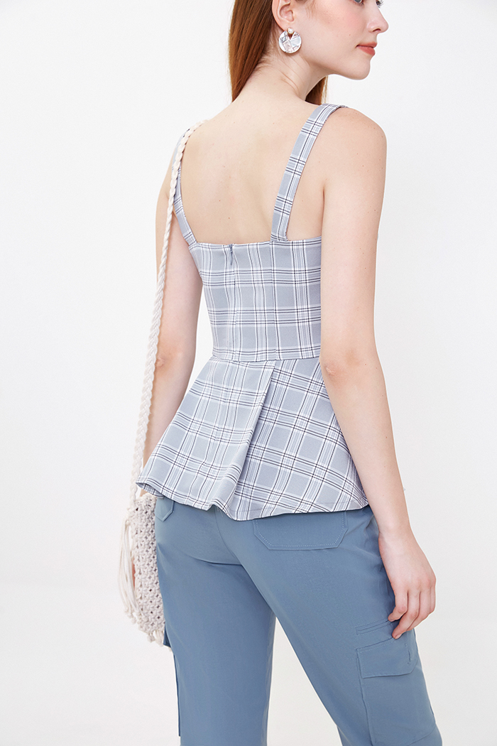 Áo 2 dây bản caro nắp túi