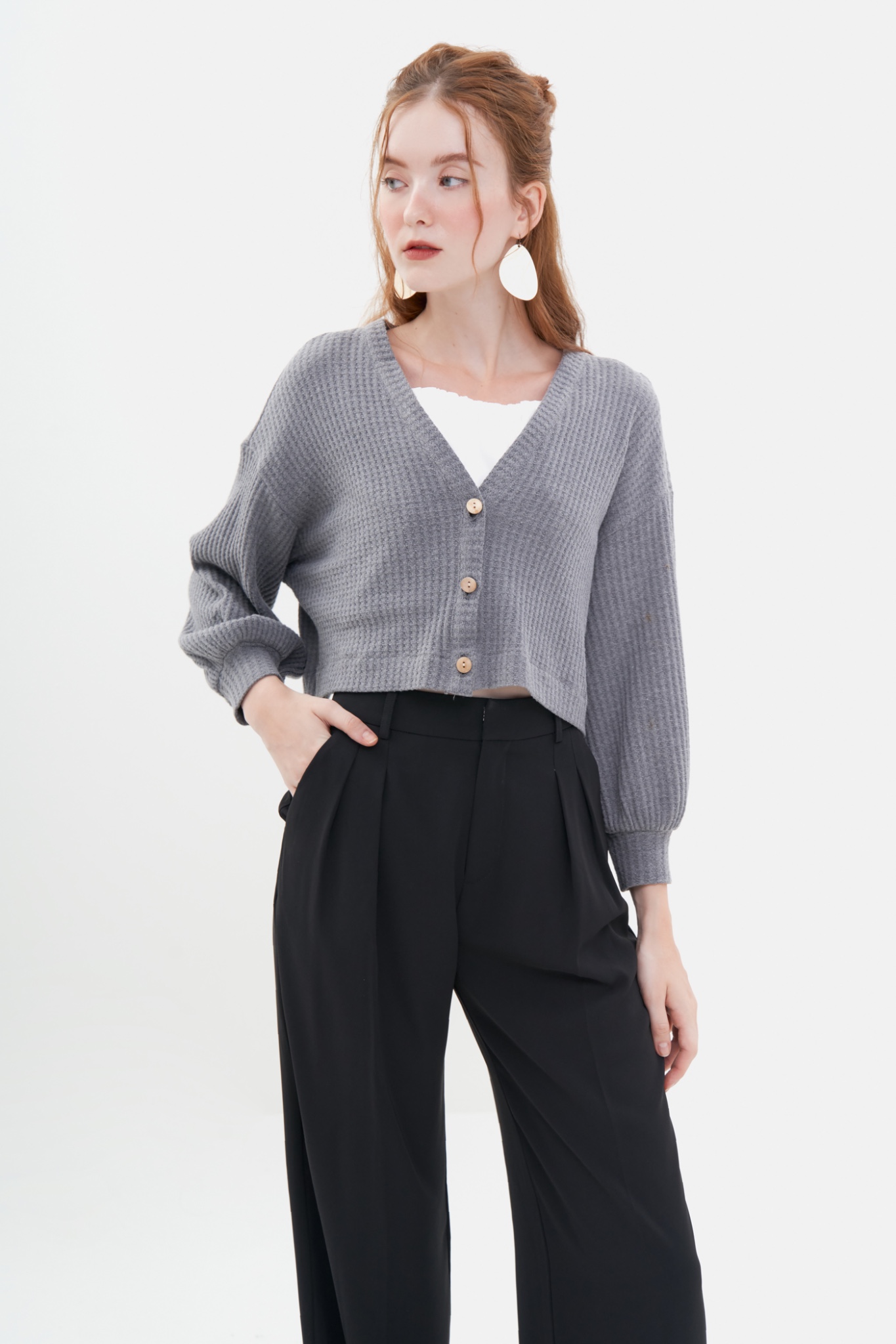 Áo cardigan crop form relax
